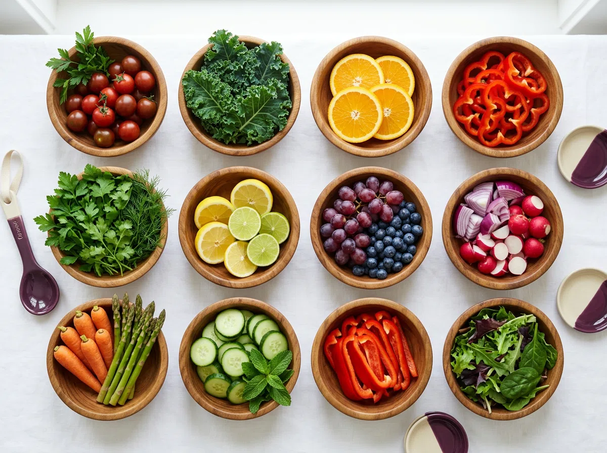 Kleurrijke verse groenten en fruit - rijke bronnen van vitaminen voor dagelijks welzijn en vitaliteit